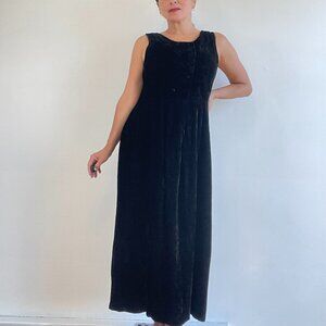 Vintage 90s CARROLL REED Sleeveless Maxi Velvet Dress  - Size L